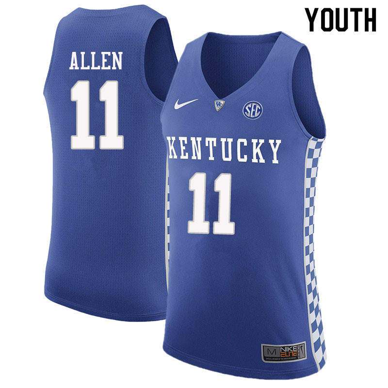 Youth #11 Dontaie Allen Kentucky Wildcats College Basketball Jerseys Sale-Blue